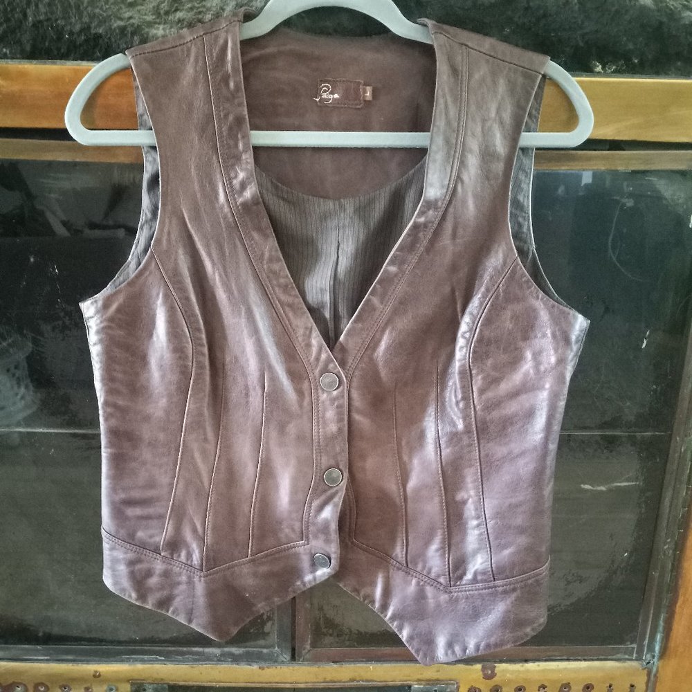 Paige leather button vest large